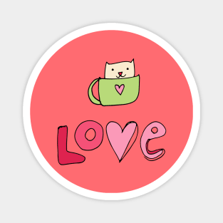 Cat Cup Love Magnet